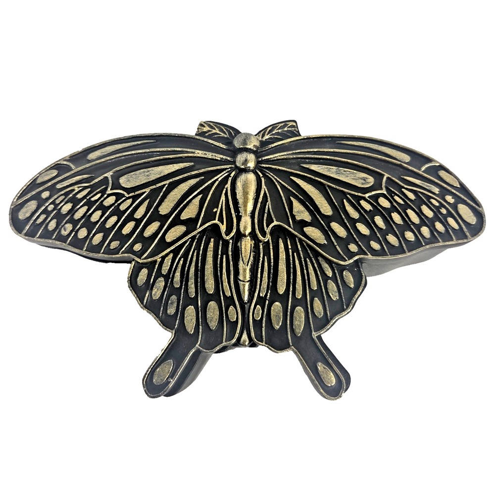 Unbranded Trinket Box Adults Small Black Gold New‎ Gothic Moth Jewelry Box Resin